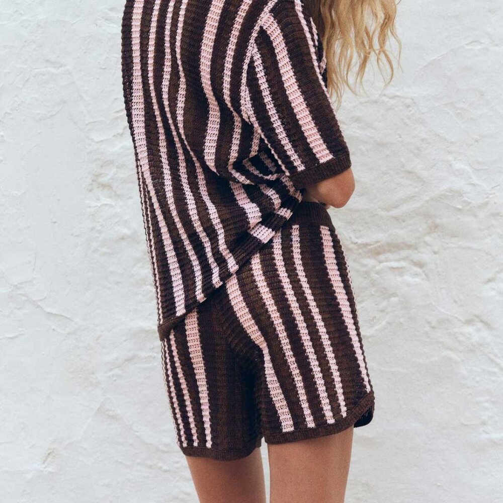 Zara Knit Shorts (Multicolored Stripe) - Picture 2 of 4